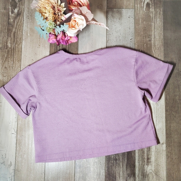 Francesca's Blue Rain Becca Boxy Soft Rib Knit Tee Women's Size Small NWOT - Picture 8 of 16